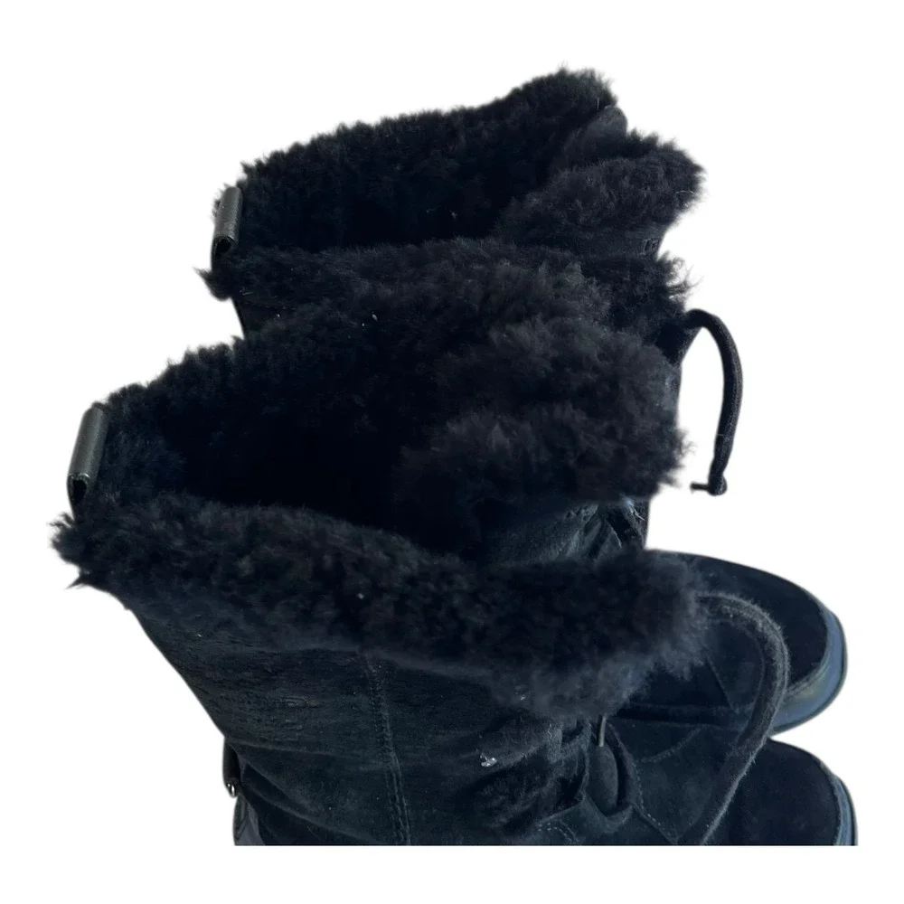 The North Face W Abby III Black Suede Fur Lined Winter Boots Women's 7.5